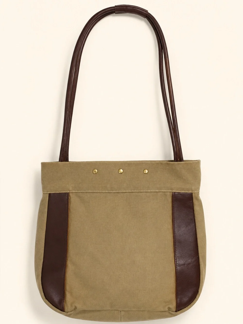Vintage Horse Embroidered Canvas Tote Brown Leather Trim Bag